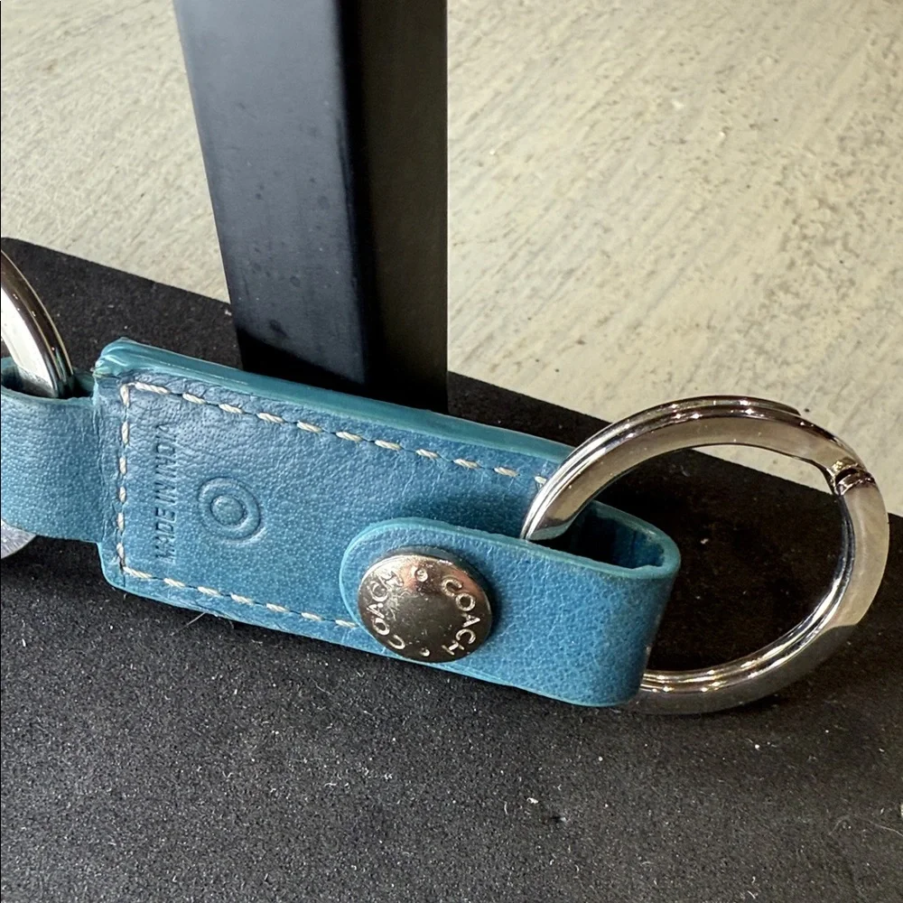 Coach Snap Teal Leather Key Holder